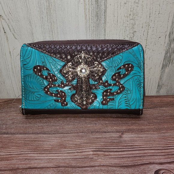 🛑🚨SOLD🚨🛑💞Turquoise bling conceal carry purse/wallet - Picture 8 of 11
